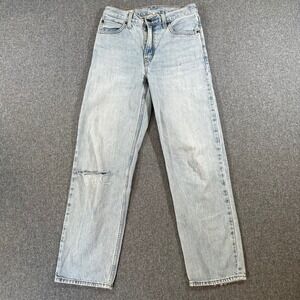 Levis 501 Original Fit Jeans Womens 25x30 Light Wash Blue Denim Distressed 79770